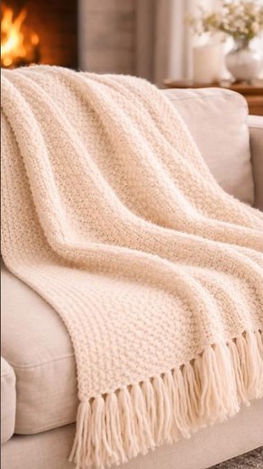 Minimalist Knit Blanket | Garter Stitch Pattern 🧶 Cozy Neutral Home