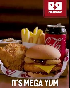Twelve o’clock is chicken o’clock with Red Rooster’s BBQ Burger Megabox. Get it where you can, while you can. | Red Rooster
