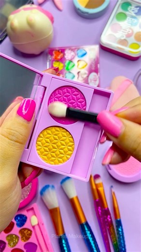 ASMR Satisfying Unboxing Review Organizing my Makeup kit Pink Sounds Video Eyeshadow pink purple