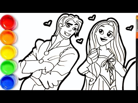 How to draw Princess RAPUNZEL | Drawing Rapunzel and Flynn Rider | Tangled