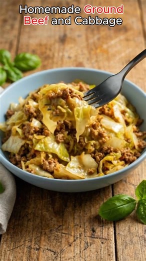 Homemade Ground Beef and Cabbage This Easy Ground Beef and Cabbage recipe is a lifesaver for busy weeknights—so hearty and quick to make! You'll love how it's both filling and healthy for a simple family dinner. | Recipes sophia