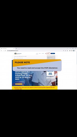 𝟮𝟬𝟮𝟲 𝗢𝗻𝗹𝗶𝗻𝗲 𝗔𝗱𝗺𝗶𝘀𝘀𝗶𝗼𝗻𝘀: 𝗦𝘁𝗲𝗽-𝗯𝘆-𝗦𝘁𝗲𝗽 𝗔𝗽𝗽𝗹𝗶𝗰𝗮𝘁𝗶𝗼𝗻 𝗧𝘂𝘁𝗼𝗿𝗶𝗮𝗹 Here’s a step-by-step tutorial video on how to apply during the 2026 Online Admissions application period. Applications open on 𝟮𝟰 𝗝𝘂𝗹𝘆 𝟮𝟬𝟮𝟱 at 08:00 AM and close at 𝟮𝟵 𝗔𝘂𝗴𝘂𝘀𝘁 𝟮𝟬𝟮𝟱 at 00:00 AM Parents and guardians in Gauteng with children going to Grade 1 and/or Grade 8 must apply online for their children to be admitted to a public school for the 2026 Academic Year.