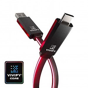 VIVIFY ACESO W10 RGB Led Gaming Light up Type C USB 3.1 3.2 Gen 2 Quick Charge 3 QC3 10 Gbps Car Mobile Cable Red 3.2ft