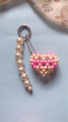 DIY Beaded Love Charm 💖 | Cute Heart Bag Charm Tutorial#shorts #beadedcharm#diy #beads #craftideas