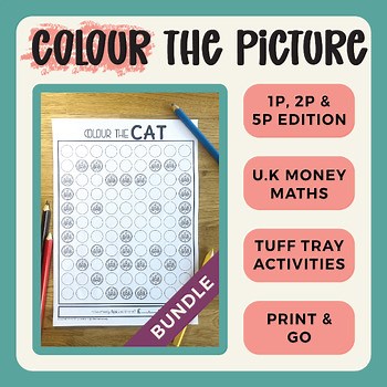 UK Money Maths - Colour the Picture with 1p, 2p & 5p Coins (EYFS & KS1)