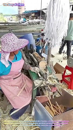 Bamboo Processing: Power Machine Turning Stalks into Strips! 🎋⚙️