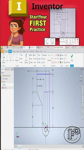 2D Sketch in Inventor: Master Line, Circle & Dimension Tools #inventor #solidworks #Shorts