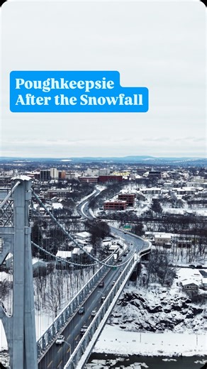 ConnectHV | Hudson Valley Community on Instagram: "There’s a view from the Mid-Hudson Bridge that I’ve always wanted to capture. Driving into Poughkeepsie, there’s a moment when the buildings downtown move in parallax. The recent snowfall gave me an excuse to finally capture that shot. Instead of from the road, I got it from the air by drone. I’ve been waiting for a snowfall like this for years. We haven’t had a good winter since I started flying the drone, and it struck me recently that my kids