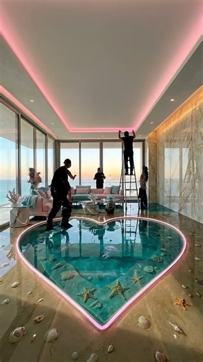 Installing LED Lights Inside a 3D Ocean Epoxy Floor 🌊💖 (Unreal Penthouse Transformation)