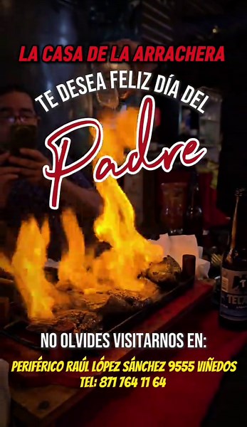 iEl plan perfecto para Papá sí existe! 🥩🔥🥩🔥 Todavía no sabes dónde celebrar? En La Casa de la Arrachera tenemos todo listo para que disfrutes sin límites Nuestro buffet a la mesa es la experiencia parrillera definitiva: ✅️Entradas deliciosas entradas🥑 ✅️Sopas calientitas🥘🥣 ✅️Nuestra famosa Arrachera (la estrella de la casa!)🥩🥩🥩🔥🔥🔥 Y el postre perfecto para cerrar con broche de oro🍰☕️ Buffet completo por solo 💲3️⃣2️⃣0️⃣ p/p * iTODO SIN LÍMITE! MAS 1 BEBIDA DE CORTESÍA PARA PAPÁ Est