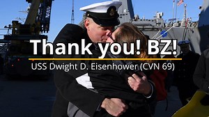 After their 7-month deployment, USS Dwight D. Eisenhower (CVN 69) Sailors and their families couldn't ask for a better end to 2016. Watch to experience Friday's homecoming with us. | U.S. Navy