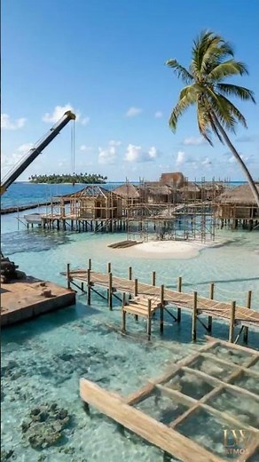 🔥 INSANE! From Empty Lagoon to Luxury Resort! Overwater Villas Timelapse #construction #engineering