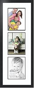 ArtToFrames Double-Multimat-139-61/89-FRBW26079 Collage Photo Frame Double Mat with 3-8x10 Openings and Satin Black Frame, Super White, 3-8x10