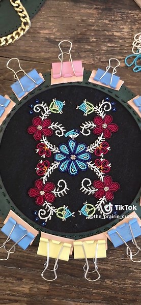 Beaded Métis style round purse for the Saskatchewan Craft Council in the works! This piece has been in the works for awhile now. Deadline is June 30th 😱 #beadworktiktok #fyp #nativetiktok #indigenoustiktok #métis #beadedbag #the_prairie_crocus #handmade #smallbusiness #canadiantiktok