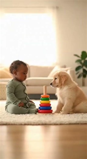 Hiccup Chain Reaction! 😂 Baby and Puppy Scare Each Other #Shorts #funnydogs