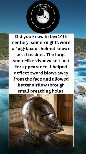 Did you know In the 14th century, some knights wore a "pig-faced" helmet known as a bassinet.