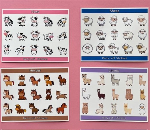 Farm Animal Stickers: Cows, Sheep, Horses, Llamas (set of 4 Sheets) Planner/journal Stickers - Etsy