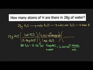 How many atoms of H are there in 28g of water?
