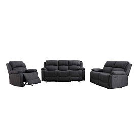 Furniture One Manual Reclining Sofa Collection Sectional Couches Set Grey - 3+2+1 Seater Sofa Set