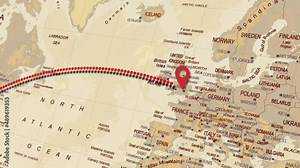 New York to London Animated Travel Map