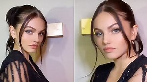 Thylane Blondeau is bold in black gown at Paris Fashion Week