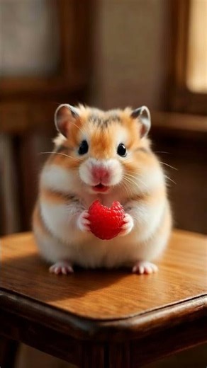 Tiny Hamster Eating Raspberry #hamster #cuteanimals #cute