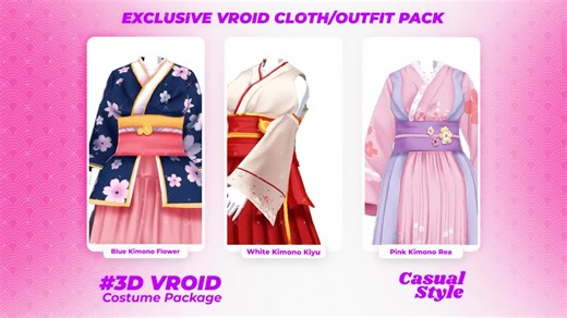 Vroid Kimono Outfit Pack: 3D Avatar Cosplay Costume (vroidcustomitem File) - Etsy