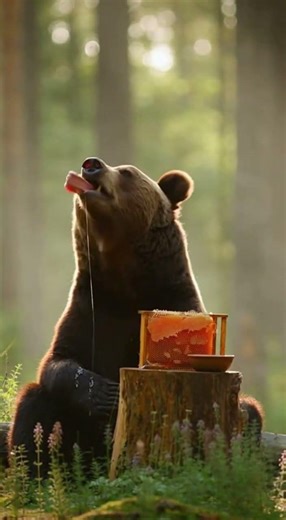 Bear eating honey