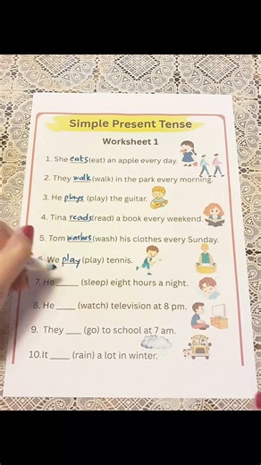 Simple present tense practice exercise #foryou #english #learning #simple #presenttense