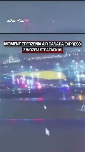 MOMENT UDERZENIA SAMOLOTU W WÓZ STRAŻACKI