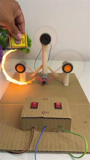 Matches experiment with Dcmotor #diy #experiment #schoolproject #sciencemodel #project