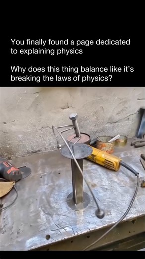 UNILAXY on Instagram: "This sculpture appears to defy gravity at first glance, but it actually demonstrates a fundamental physics concept: center of mass and stable equilibrium. A central stand with a curved metal arc and weights at the ends is used in this design. The weights are positioned below the pivot point, keeping the center of mass low and the structure balanced. Such designs are popular in kinetic art, engineering demonstrations, and classrooms as they showcase how mass shifting create