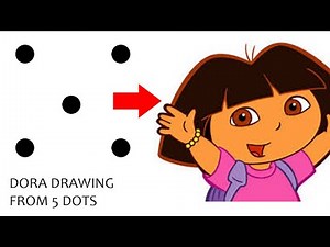 Dora the explorer drawing easy from 5 dots - How to draw dora the explorer outline drawing for kids
