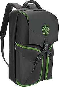 ENHANCE Xbox Backpack - Xbox Carrying Case Compatible with Series S, One X, One S - Storage Compartments for Controllers, Gaming Headset, Games & More Gaming Accessories - Green
