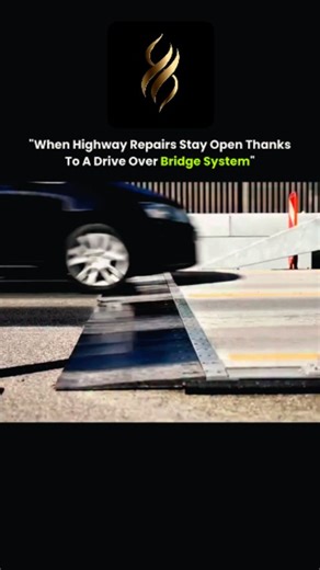 Information | science | technology on Instagram: "When highway repairs stay open thanks to a drive-over bridge system, it’s a perfect example of smart engineering solving a real-world problem without disrupting daily life. Instead of shutting down lanes and causing massive traffic jams, temporary drive-over bridges allow vehicles to pass safely while critical work continues underneath. To drivers, it feels like a small bump in the road. To engineers, it’s a carefully calculated solution balancin
