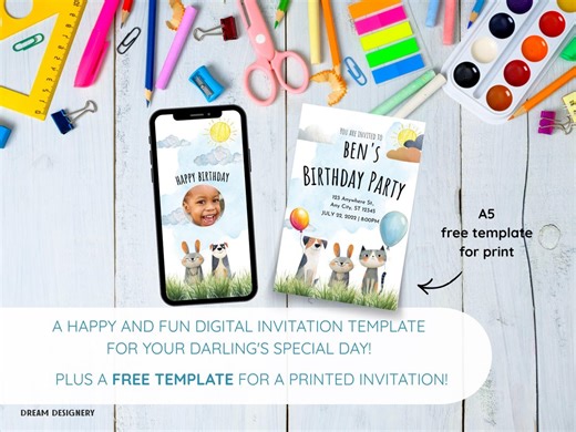 Digital Invitation Template for Editing in Canva, Plus a Free Printable Invitation - Etsy