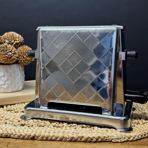 Grille-pain Toastess Montréal modèle 202 années 30 fonctionnel, chrome art déco avec tiroir, pièce de collection cuisine rétro - Etsy France