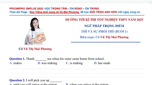 HỆ THỐNG NGỮ PHÁP TRỌNG ĐIỂM ÔN THI THPT QUỐC GIA