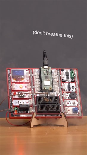 Jeff Geerling on Instagram: "Making tiny explosions with microcontrollers! Full video with how to is up on my YouTube channel. The device I'm using is called PicoBricks. It's a neat Raspberry Pi Pico based project kit"