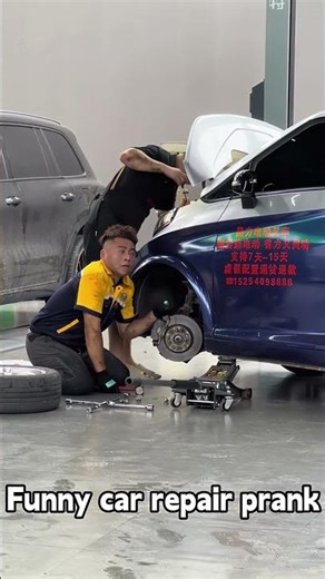 Funny car repair prank 🤣#people #park #car #fail #video