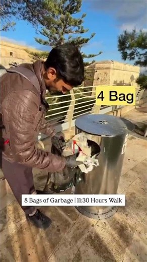 8 Bags of Garbage Collected During an 11 Hour 50 Minute Walk
