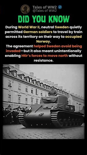 During World War II, neutral Sweden quietly permitted German soldiers to travel by train across its