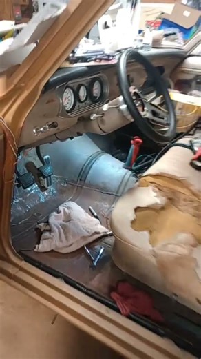 lokar floor mount throttle pedal and cable installed 64 Nova station wagon. #64novastationwagon