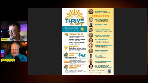 Tonight we discuss what happened at Thrive Saint George 2026. From the Presentations, to the rubbing elbows with influencers and fans to the food to the what's next! Donate to Mormonism Live: https://donorbox.org/mormonism-live If you need support navigating a faith transition or spiritual trauma, coaching and support groups are available at: https://awakenandthrive.org/ | Radio Free Mormon