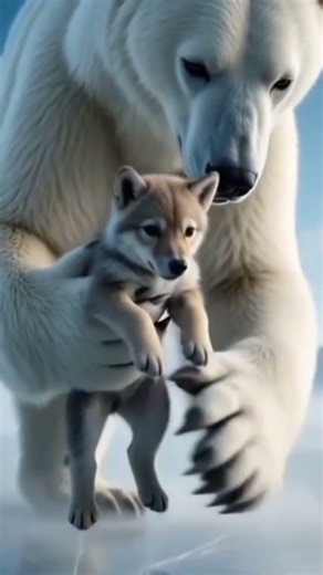 wolf cube rescue by bear| kindness of bear |bear help wolf cube