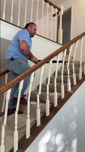 How to remove staircase old wooden spindles. Use tree loppers. #staircase #balusters