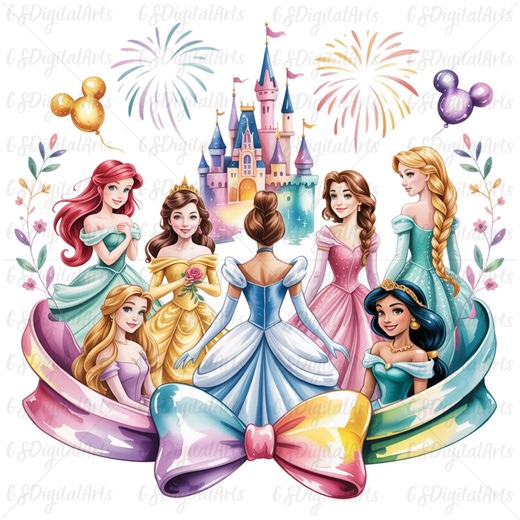 Magical Princess Castle PNG Bundle, Fairytale Girls Celebration Art, Pastel Watercolor Illustration Set, Digital Download - Etsy