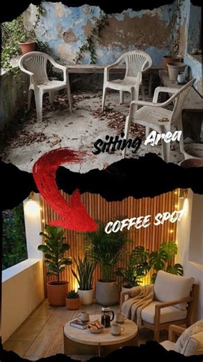 Broken Sitting Area → Modern Outdoor Coffee Spot transformation video#hometransformation #homedesign