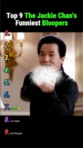 Actors can’t keep a straight face with Jackie.Top 9 Jackie Chan's Funniest Bloopers
