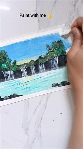 The Most Satisfying Tape Peel Ever 🤯 Easy Landscape Painting #shorts#art #painting